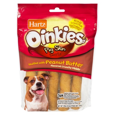 Hartz Oinkies - Pig Skin Twist Stuffed with Peanut Butter Dog Treats