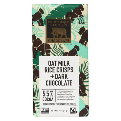 Endangered Species Chocolate - Oat Milk, Rice Crisps & 55% Dark Chocolate