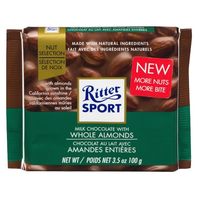 Ritter Sport - Milk Chocolate with Whole Almonds Bar
