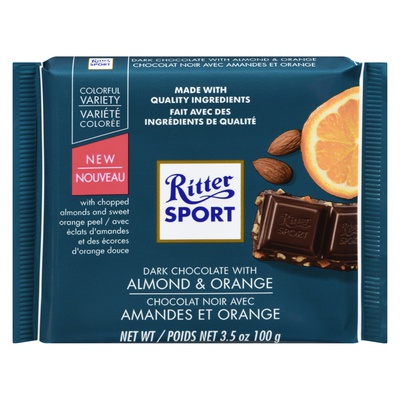 Ritter Sport - Dark Chocolate with Almond Orange Bar