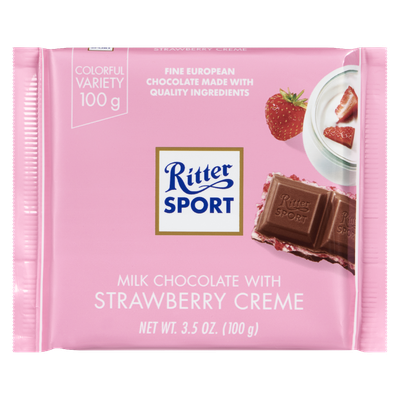 Ritter Sport - Milk Chocolate Strawberry Creme Bar