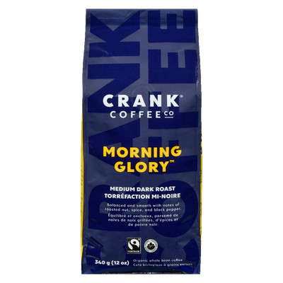 Crank Coffee Co. -  Morning Glory Organic Medium Dark Roast Whole Bean Coffee