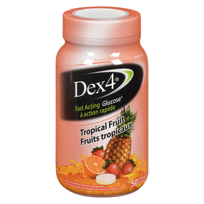 Dex4 - Tropical Fruit Glucose Tablets 50 Count Bottle