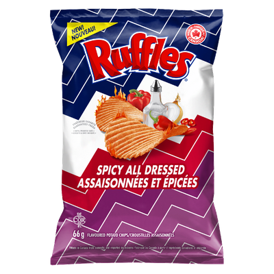 Ruffles - Spicy All Dressed Flavoured Potato Chips, 66g