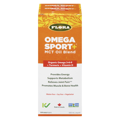Flora - Omega Sport + MCT's Oil with Omega 3, 6, 9's, Turmeric and Vitamin D