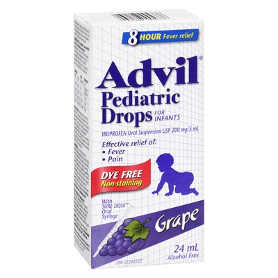 Advil - Pediatric Drops Dye Free Liquid Ibuprofen Grape Flavoured