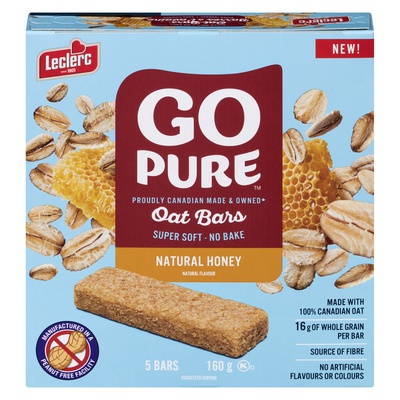 Leclerc Go Pure  - Natural Honey Oat Bars