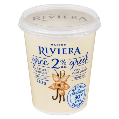 RIVIERA GREEK YOG 2% LESS SUGAR VANILLA