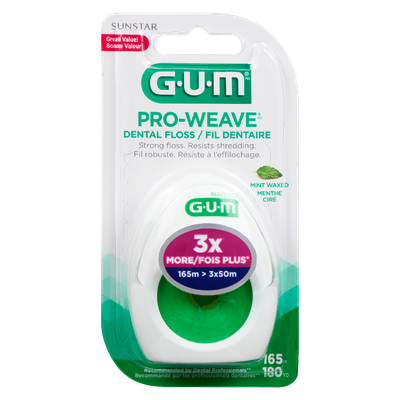 Gum - Pro-Weave Waxed Dental String Floss, Mint