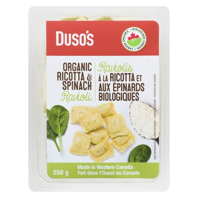 DUSO ORGANIC RICOTTA SPINACH RAVIOLI