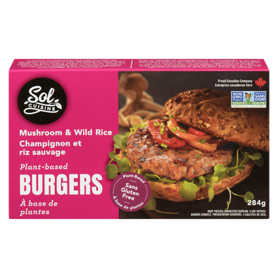 Sol Cuisine - Mushroom & Wild Rice Plant-Based, Gluten-Free Burgers