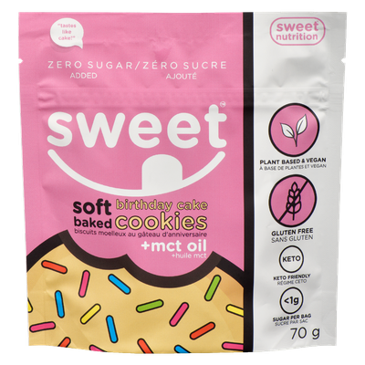 Sweet - Soft Baked Birthday Cake Zero Sugar Added Cookies + MCT Oil