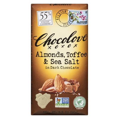 Chocolove - 55% Cocoa Almonds, Toffee & Sea Salt Dark Chocolate Bar