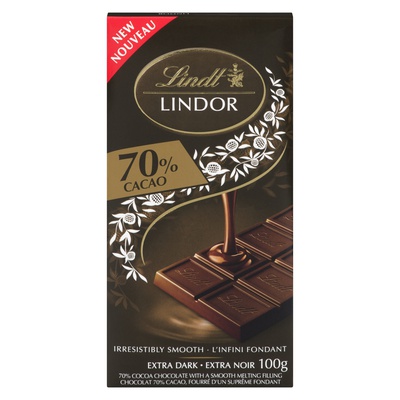 LIndt -  70% Cocoa Extra Dark Chocolate Bar