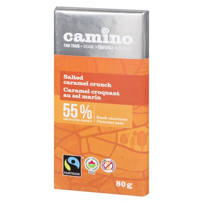 Camino - 55% Cocoa Dark Chocolate Salted Caramel Crunch Bar
