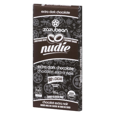 Zazubean - 80% Cocao Nudie Dark Chocolate Bar