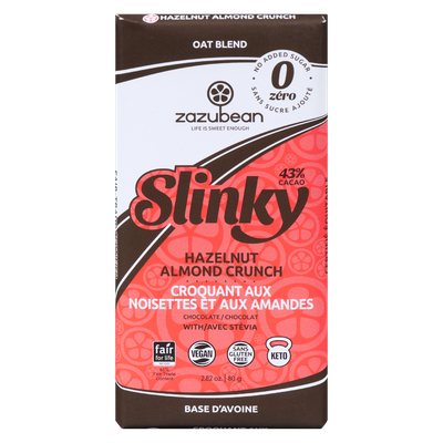 Zazubean - Slinky Hazelnut Almond Crunch Chocolate Bar