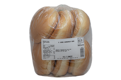 Hill's Bakery - Jumbo Hamburger Buns (6)