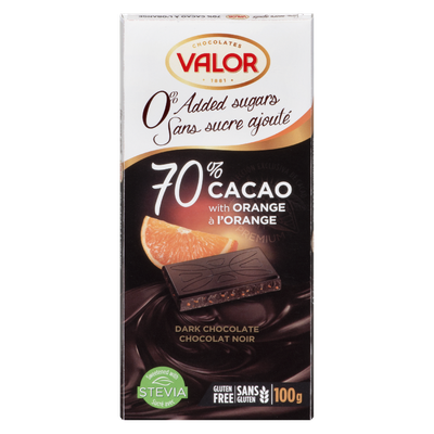 Valor - No Sugar Added Dark Chocolate (70% Cocoa) with Orange