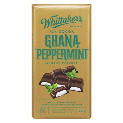 Whittaker's -  72% Cocoa Ghana Peppermint Dark Chocolate Bar