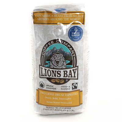 Lions Bay - Two Lions Whole Bean Decaf Espresso Coffee