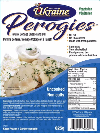Taste of Ukraine Perogies - Potato, Cottage Cheese & Dill