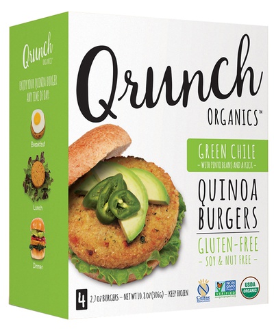 QRUNCH ORGANIC VEG PATTY-GREEN CHILE