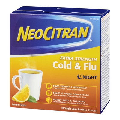 Neocitran -  Extra Strength Cold & Flu Night Lemon Drink Pouches