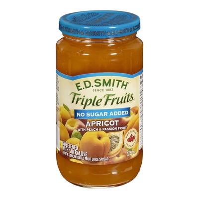 E D Smith -  Triple Fruits Apricot, Peach and Passion Fruit No Sugar Added Jam Fruit Spread
