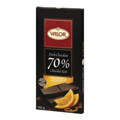 Valor -  70% Dark Chocolate Bar with Orange