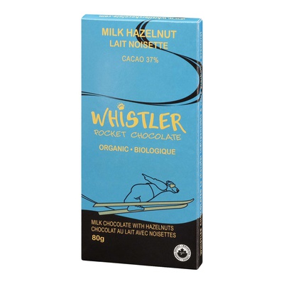 Whistler Chocolate - Organic 37% Cocao Milk Chocolate Bar with Hazelnut