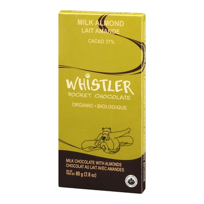 Whistler Chocolate - Organic 37% Cocao Milk Chocolate With Almond Bar