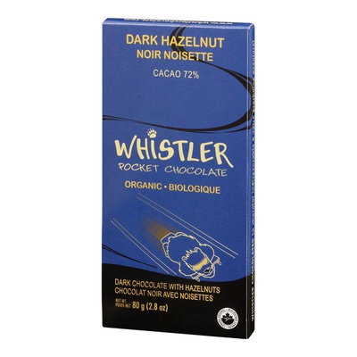 Whistler Chocolate - Organic 72% Dark Chocolate Bar With Hazelnut