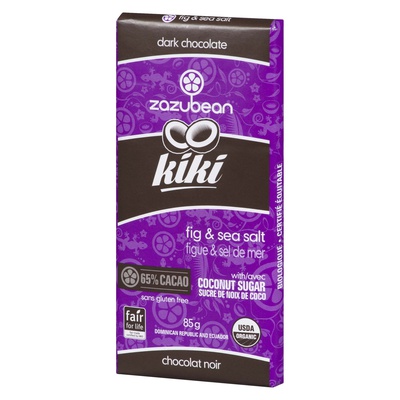 Zazubean - 65% Cocao Kiki Fig and Sea Salt Dark Chocolate Bar