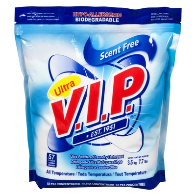 VIP - Ultra Powdered Laundry Detergent, Scent Free
